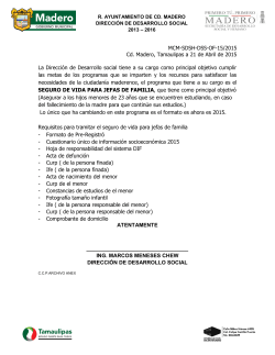 MCM-SDSH-DSS-OF-15/2015 Cd. Madero, Tamaulipas a 21 de