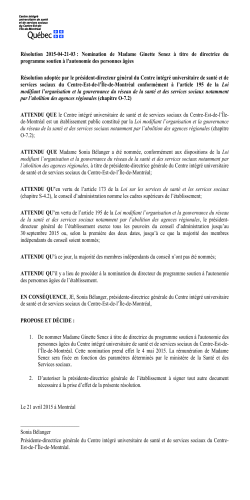 RÃ©solution 2015-04-21-03 : Nomination de Madame Ginette Senez