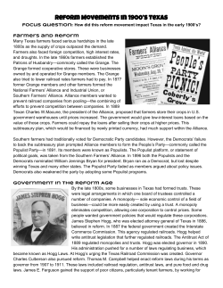 Reform Movements in 1900`s Texas