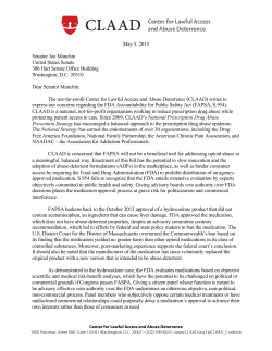 FDA Accountability for Public Safety Act Manchin Letter