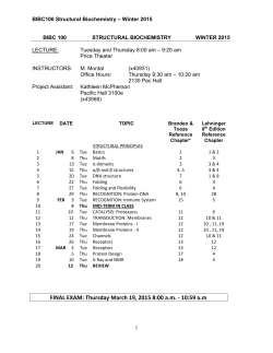 FINAL EXAM: Thursday March 19, 2015 8:00 a.m.