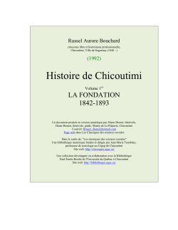 Histoire de Chicoutimi - Les Classiques des sciences sociales