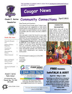 Cougar News - Claude E. Garton Public School