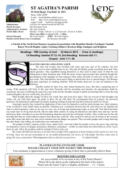 05 Sunday of Lent 22.03.2015 - St. Agatha`s Parish, Clayfield