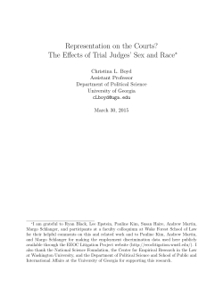 Representation on the Courts? The Effects of Trial Judges` Sex and