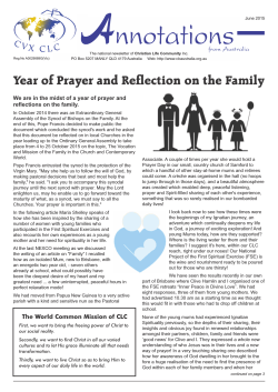Year of Prayer and Reflection on the Family