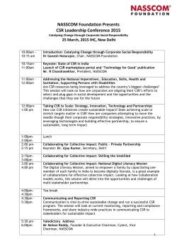 Schedule - CSR Leadership Conference 2015