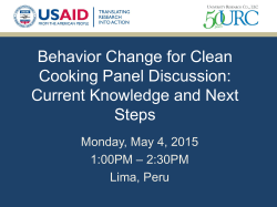 Behavior Change for Clean Cooking Panel Discussion: Current