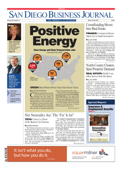 SAN DIEGO BUSINESSJOURNAL - Clean Energy Works For Us