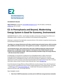 E2: In Pennsylvania and Beyond, Modernizing Energy System Is