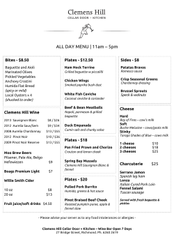 View our Menu - Clemens Hill Wines