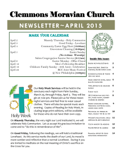 April 2015 Newsletter - Clemmons Moravian Church