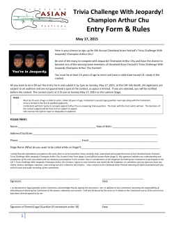 fill out this Entry Form - Cleveland Asian Festival