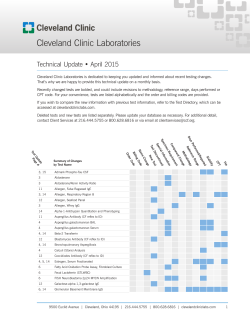 April - Cleveland Clinic Laboratories