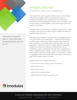 Analytic Services - iModules Client Community