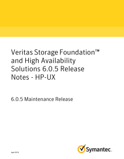 Veritas Storage Foundationâ¢ and High Availability Solutions 6.0.5