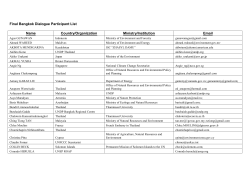 Final Bangkok Dialogue Participant List Name Country/Organization