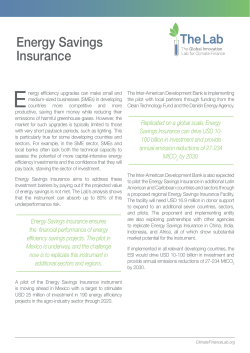 Energy Savings Insurance - The Global Innovation Lab for Climate