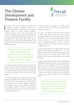 The Climate Development and Finance Facility â Overview