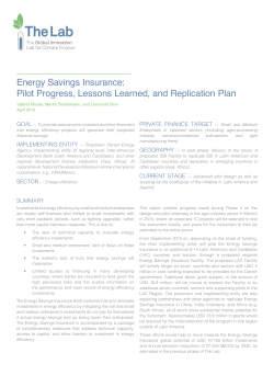 Energy Savings Insurance: Pilot Progress, Lessons Learned, and