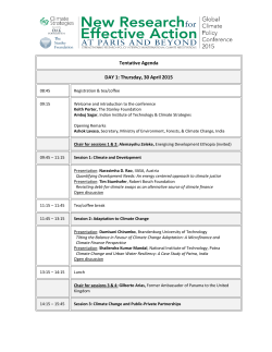 Tentative Agenda DAY 1: Thursday, 30 April 2015