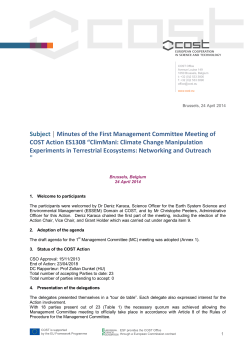 Minutes of the First Management Committee Meeting