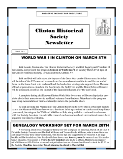 chsmar15 - Clinton Historical Society