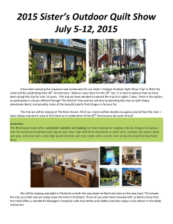 2015 Sister`s Outdoor Quilt Show July 5-12, 2015