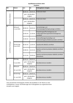 Qualifikationsverfahren 2015 Drogisten KW Datum von