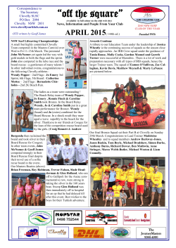 April 2015 - Clovelly Surf Lifesaving Club