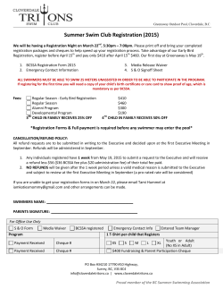 Summer Swim Club Registration (2015)
