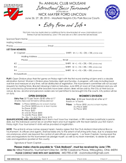 Entry Form for 2015 Bocce Tournament