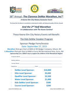 38th Annual -The Clarence DeMar Marathon, Incâ¢ And the 2nd Half