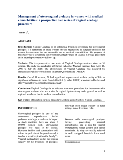 Management of uterovaginal prolapse in women with medical co