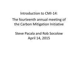 Introduction to CMI-14 - Carbon Mitigation Initiative