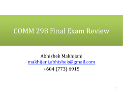 CMP 298 Final Review Slides