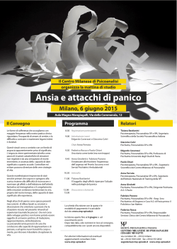 Ansia e attacchi di panico Milano, 6 giugno 2015