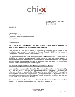 Chi-X Australia`s submission on the Council of Financial Regulators