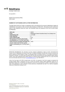 02 June 2015 Market Announcements Office ASX Limited NUMBER
