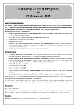 Intensive Contact Program for JEE (Advanced), 2015