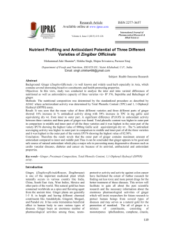 Nutrient Profiling and Antioxidant Potential of Varieties of Zingiber