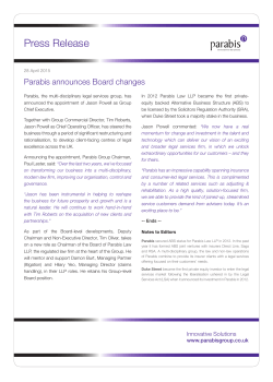 Press Release - Parabis Group