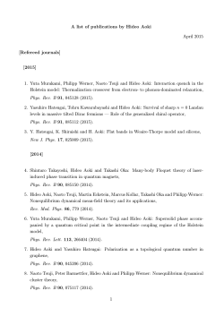 A list of publications by Hideo Aoki April 2015 [Refereed journals