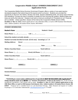 Application Form - Cooperative Middle School