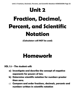 Unit 2 Fraction, Decimal, Percent, and Scientific Notation Homework