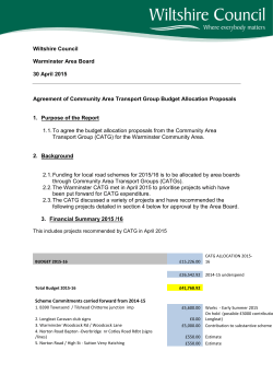 Wiltshire Council Warminster Area Board 30 April 2015 Agreement