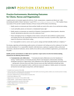 Practice Environments - Canadian Nurses Association