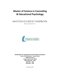 Master`s student handbook - Department of Counseling