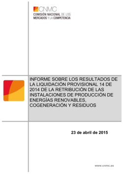 Acceso al Informe de la liquidaciÃ³n provisional 14/2014 de