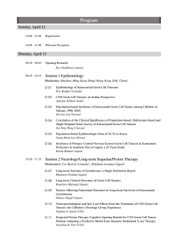 Program - 4th International CNS Germ Cell Tumor Symposium